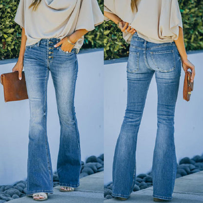 70s high waisted jeans with flared legs