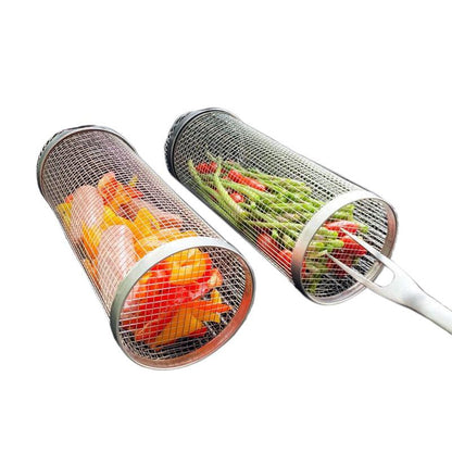 Barbecue basket cylinder in stainless steel