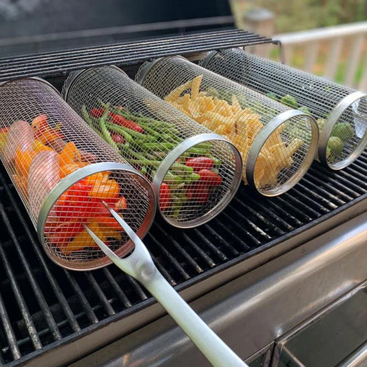 Barbecue basket cylinder in stainless steel