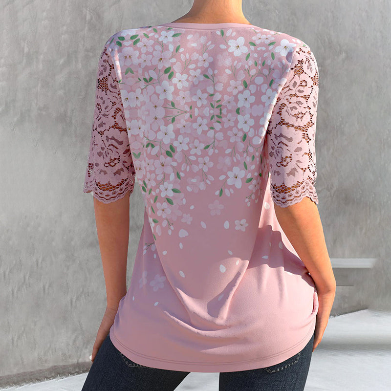 Floral blouse with lace sleeves | informal style