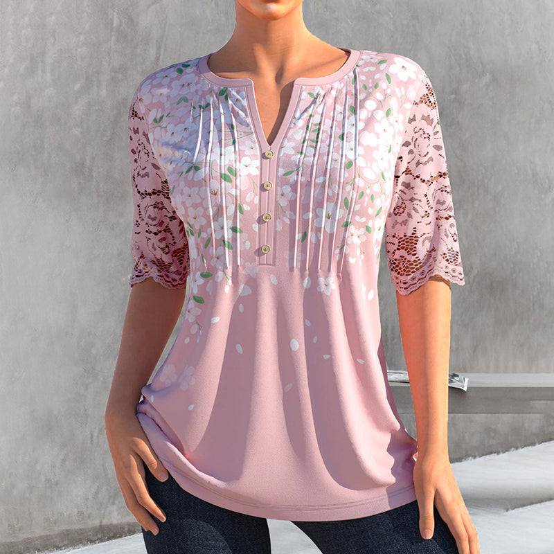 Floral blouse with lace sleeves | informal style