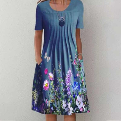 Floral dress with short sleeves - elegant and comfortable