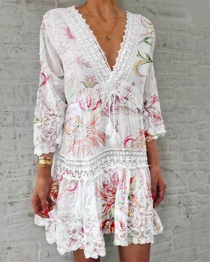 Floral dress with v-neck