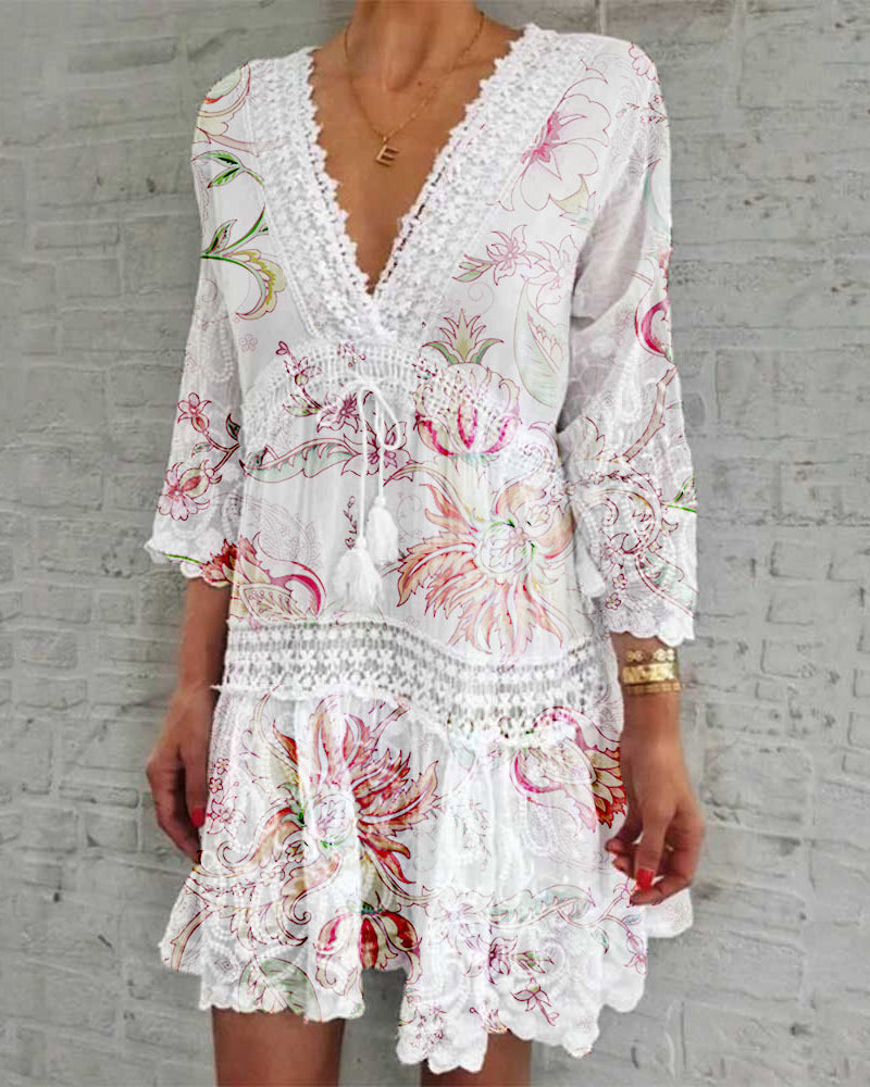 Floral dress with v-neck