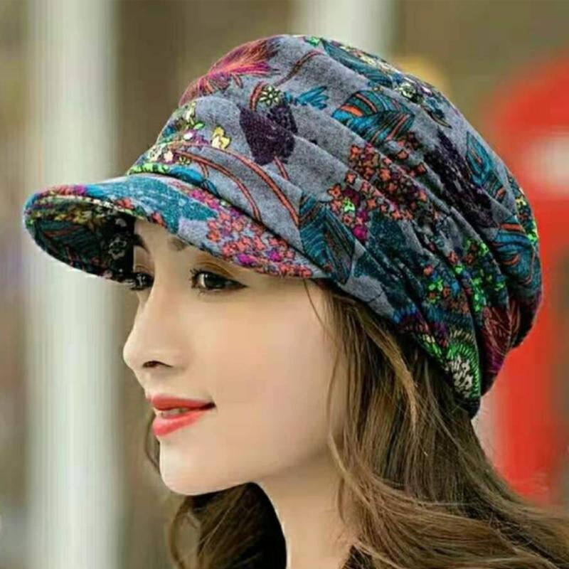 Floral pleated hat with shade