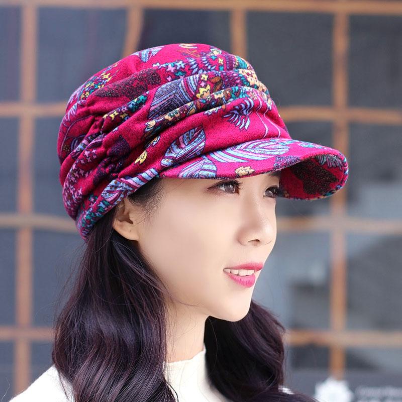 Floral pleated hat with shade