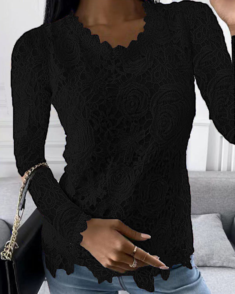 Lace long-sleeved top - elegant shirt for all occasions