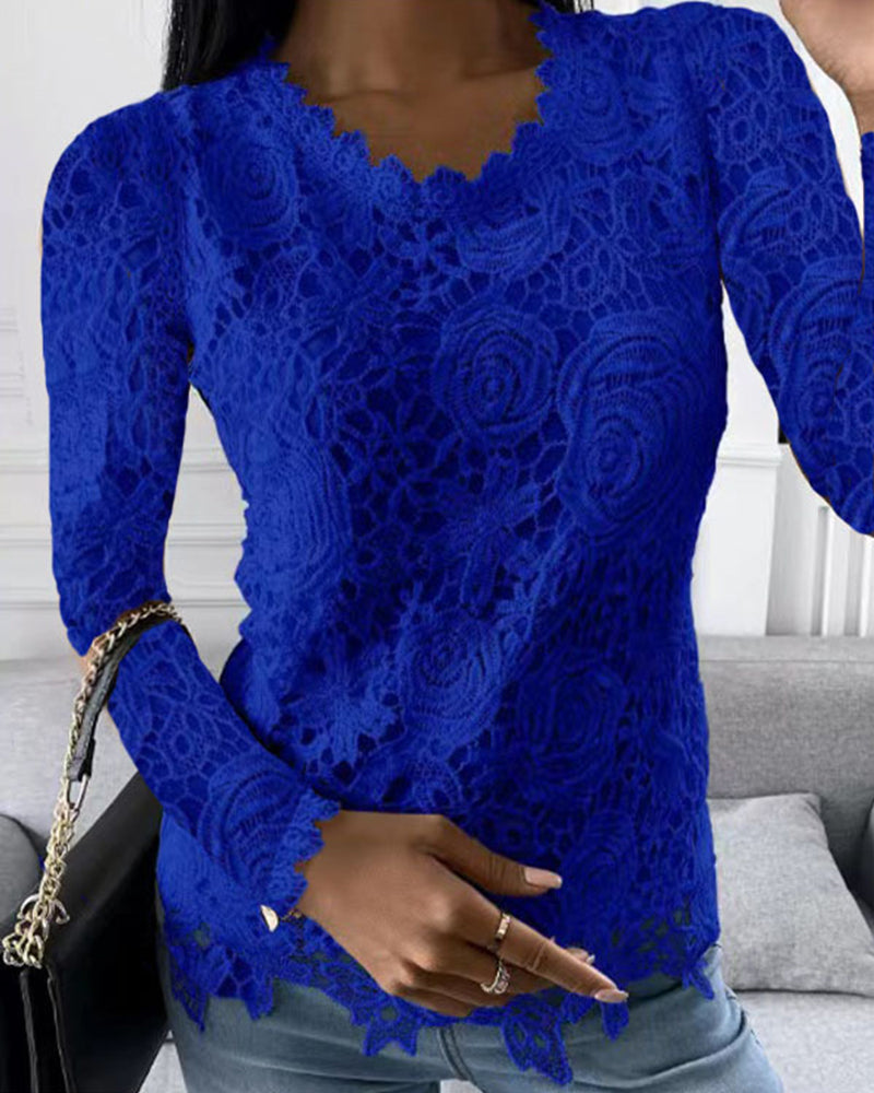 Lace long-sleeved top - elegant shirt for all occasions