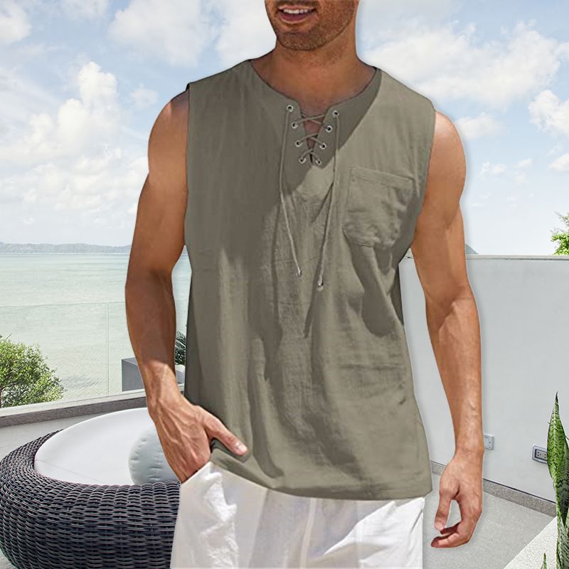 Cotton and linen t-shirt for men