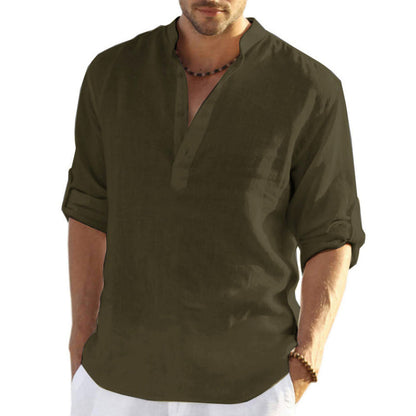 Cotton and linen shirt for men - breathable and stylish