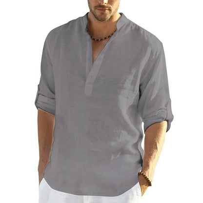 Cotton and linen shirt for men - breathable and stylish