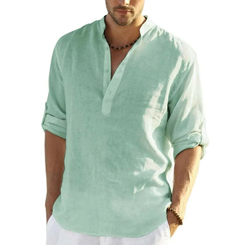 Cotton and linen shirt for men - breathable and stylish