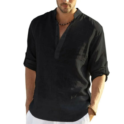 Cotton and linen shirt for men - breathable and stylish