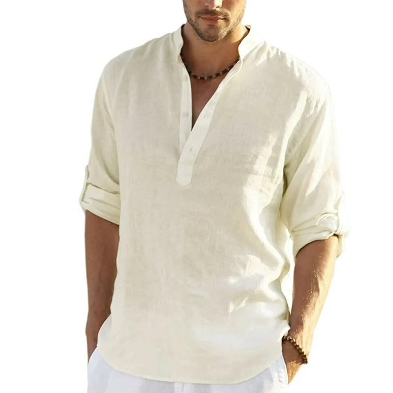 Cotton and linen shirt for men - breathable and stylish