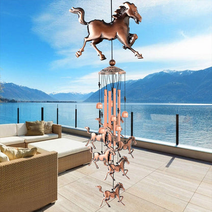 Bronze horse wind chime - garden decoration