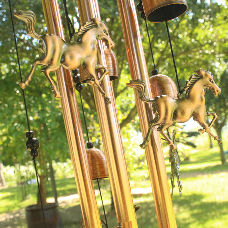 Bronze horse wind chime - garden decoration