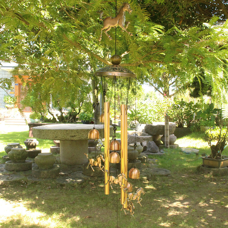 Bronze horse wind chime - garden decoration