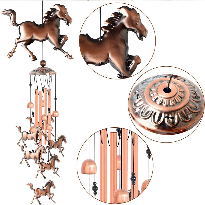 Bronze horse wind chime - garden decoration