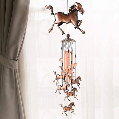 Bronze horse wind chime - garden decoration