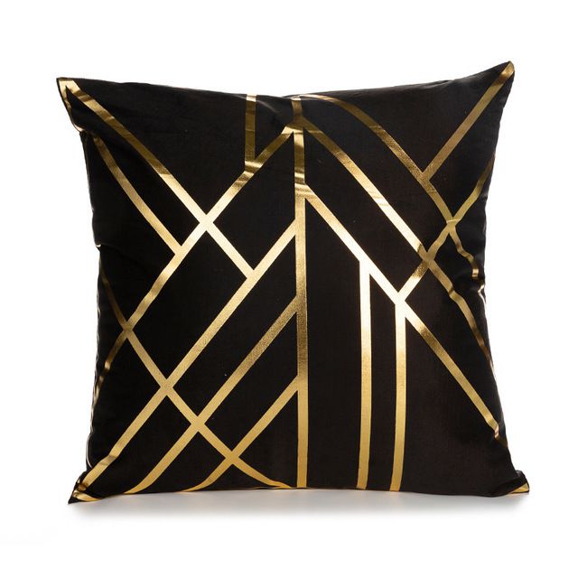 Cushion cover with gold print