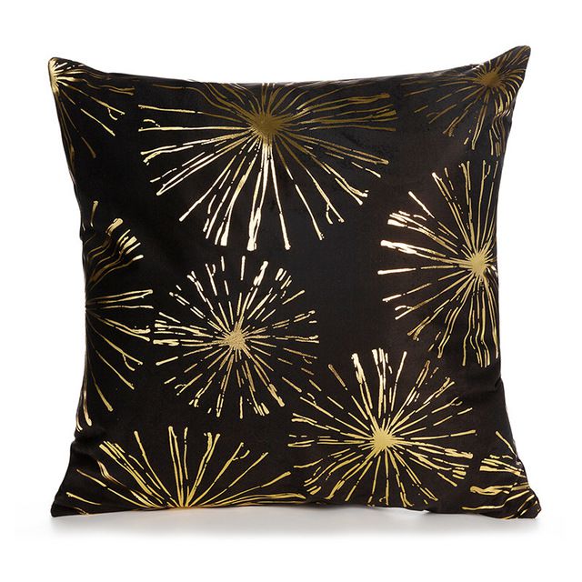 Cushion cover with gold print