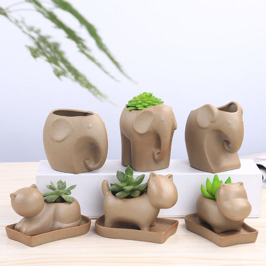 Animal-shaped ceramic flower pots