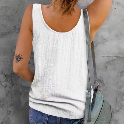 Plain singlet with round neck and buttons