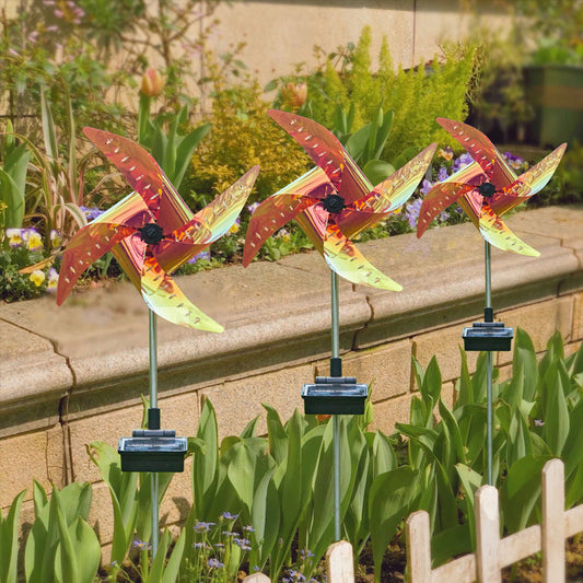 Colorful solar powered windmill light for the garden