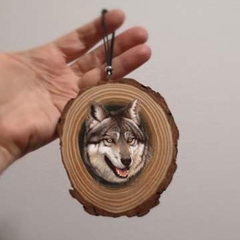 Hand painted animal decorations on wood