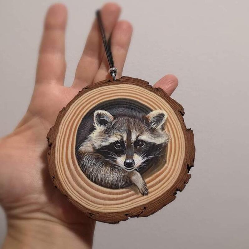 Hand painted animal decorations on wood