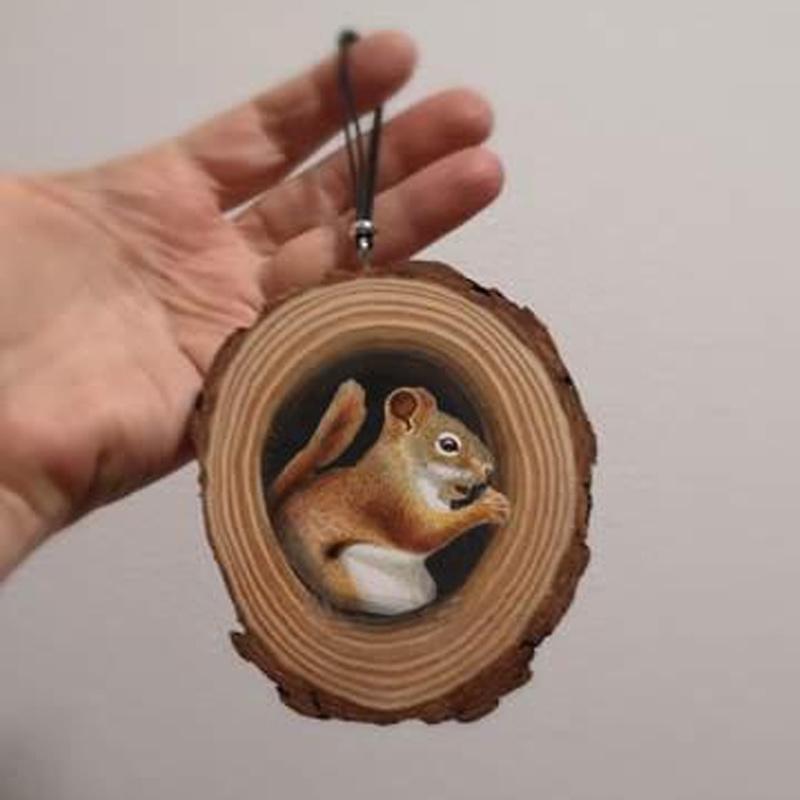 Hand painted animal decorations on wood