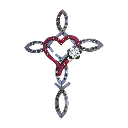 Horseshoe cross with heart in recycled material