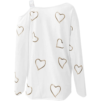 Heart t-shirt on cold shoulder