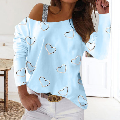 Heart t-shirt on cold shoulder