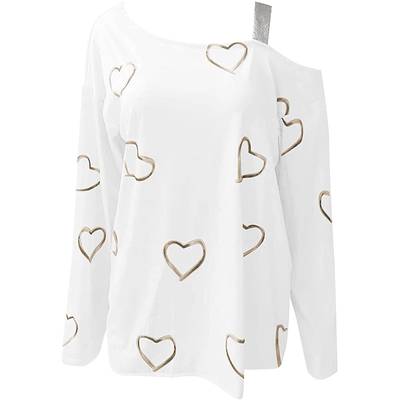 Heart t-shirt on cold shoulder