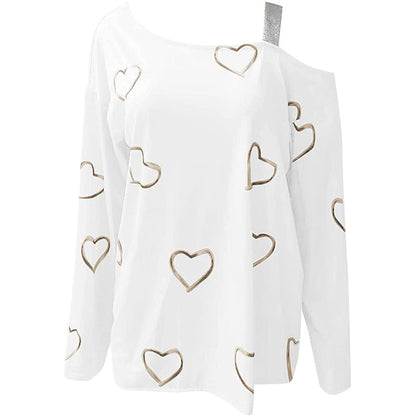 Heart t-shirt on cold shoulder