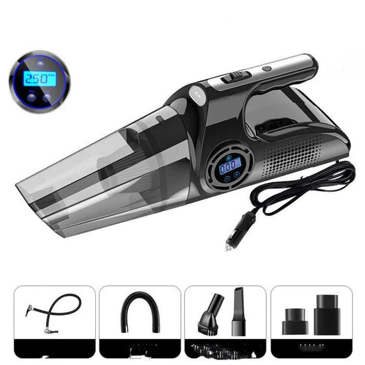 Hybrid car vacuum cleaner with compressor for tire pressure
