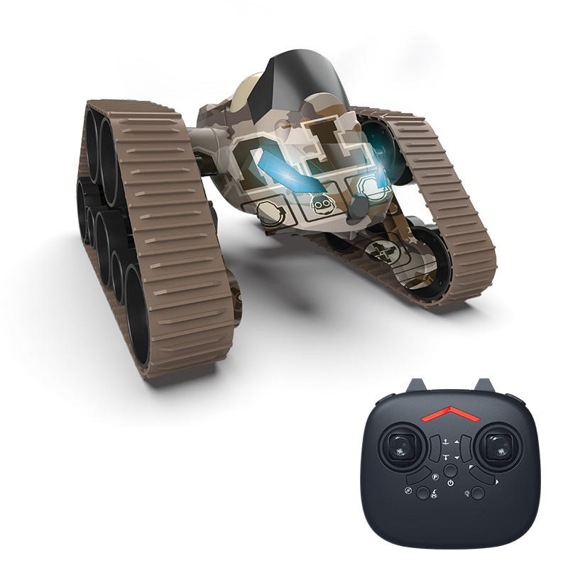 Radio-controlled hybrid: drone and tanks - with camera