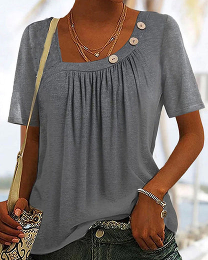 Comfortable solid color short sleeve top