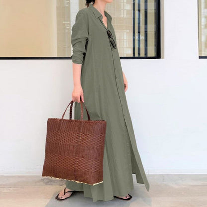 Long sleeve casual dress with pockets