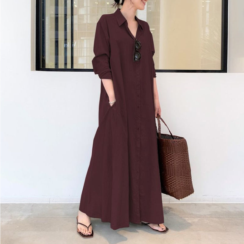 Long sleeve casual dress with pockets