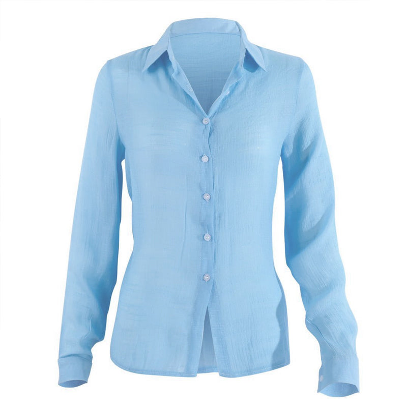 Long-sleeved linen shirt - plain and comfortable