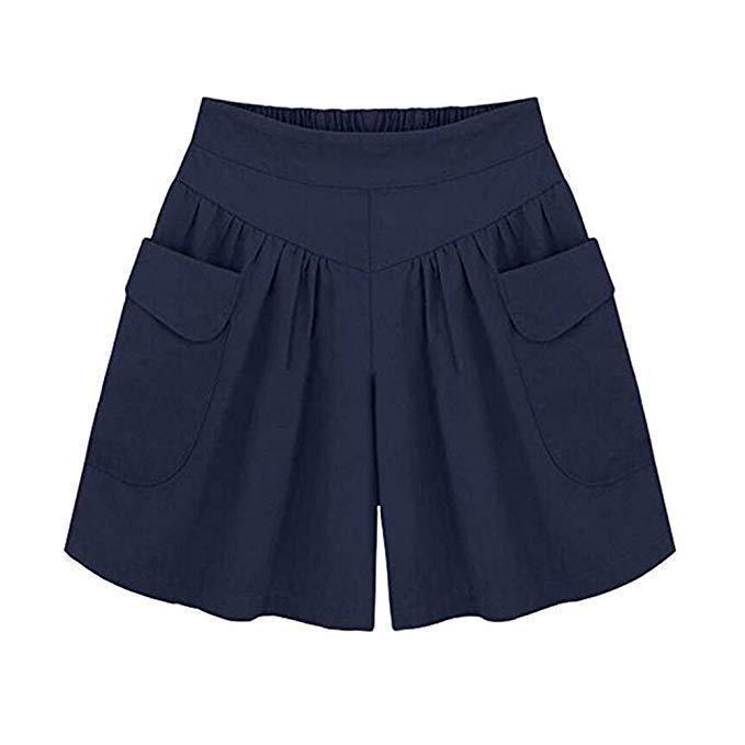 Loose cotton shorts with wide pockets - comfortable