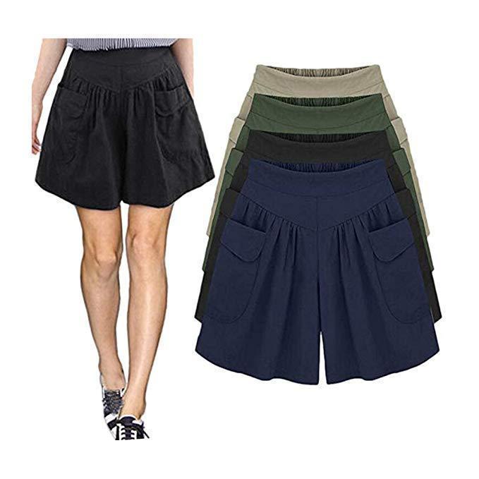 Loose cotton shorts with wide pockets - comfortable