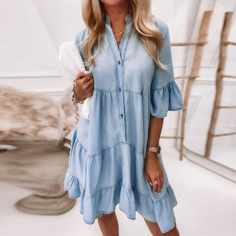 Light blue denim dress - a wardrobe must-have