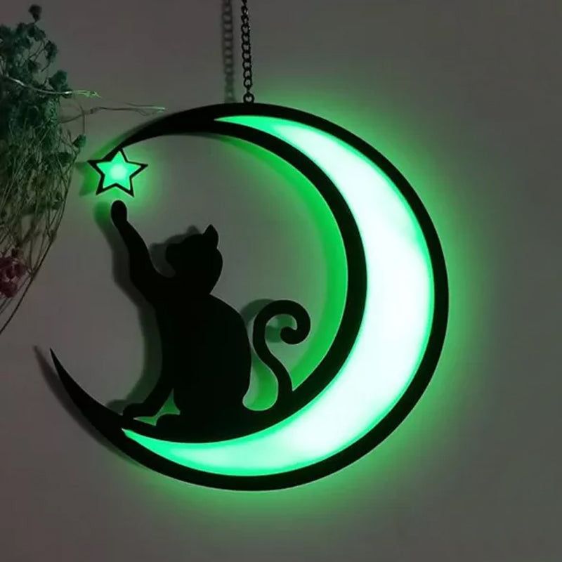 Moon black cat decorations - unique home decor