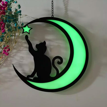 Moon black cat decorations - unique home decor