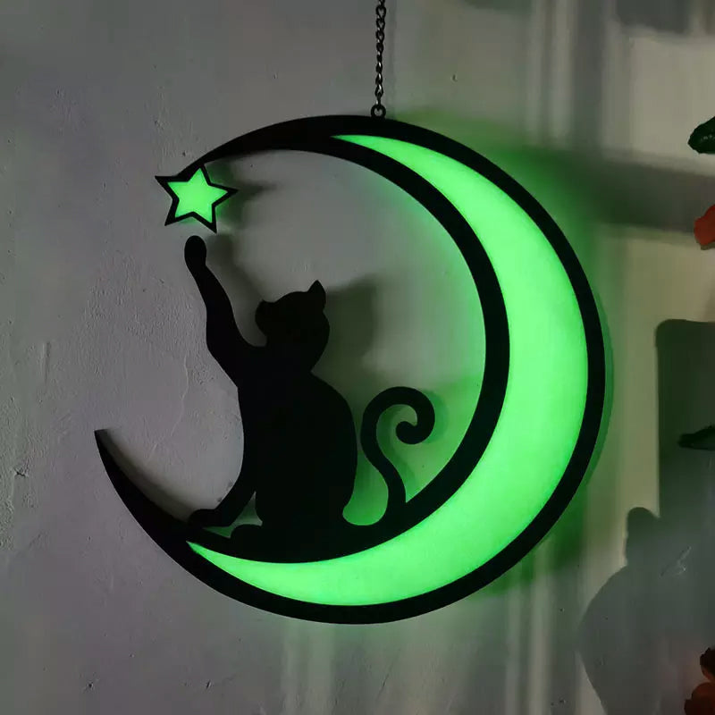 Moon black cat decorations - unique home decor