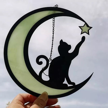 Moon black cat decorations - unique home decor