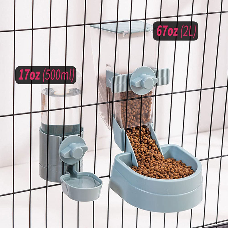 Food dispenser and accompanying drinking bottle for dogs and cats
